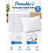 10'lu Pamuklu 50x70 Fermuarlı Beyaz Yastık Kılıfı