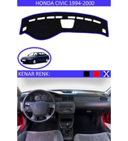 Honda Civic 1994-2000 İçin Uygun Torpido Koruma Halısı Siyah Kenar Renk Mavi