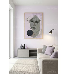 Soyut Pastel Yüz Dekoratif Ahşap Çerçeveli Tablo – Modern Minimal Tema