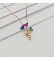 Gümüş Kalp Buketi Kolye 925 Ayar