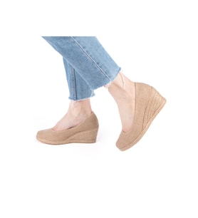 Gerçek Elişi Hasır Keten Espadril Dolgu Topuk Handmade