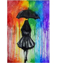  Şemsiyeli Kız 30 * 40 cm  PixArt Sanat Elmas Mozaik Tablo Diamond Türkiye 