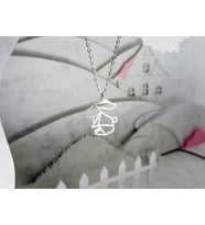 Kişiye Özel 925 Ayar Gümüş Origami Tavşan Kolye (Gümüş)