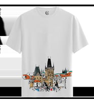 Prague Tower - %100 Pamuklu Kadın Beyaz Tişört - Premium Quality (Siyah - Beyaz)