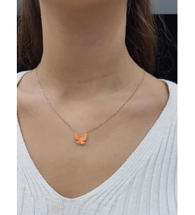 Kelebek Lazer Mineli Minimal Kolye (Karışık)