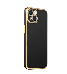 Apple iPhone 14 Kılıf Zore Bark Kenarları Altın Renk Kıl (Siyah)