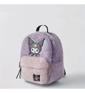 Kuromi Peluş Sırt Çantası Pembe - Mor Kaliteli Sevimli Karikatür Tasarım, Ayarlanabilir Askı Hafif G