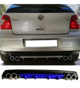 Vw Polo Mk4 Mavi Difüzör Çiftli Yuvarlak Egzoz Görünümlü D Tip Difizör