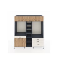 Kronos Dolap 11 Raflı 4 Çekmeceli 2 Askılı 220x59x243 Antrasit-Çam/Aytaşı