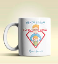 Kişiye Özel Benim Babam Süper Baba Tasarımlı Beyaz Kupa Bardak