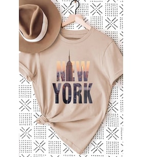 Unisex New York Baskılı Oversize Tshirt (Bej)