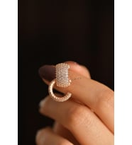 Zirkon Taşlı Rose Beş Sıra Tamtur Halka Model Çivili Gümüş Küpe