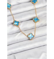 316L Çelik Zincir Gold Buz Misi Renk Yonca Kolye TJ-BKO10566