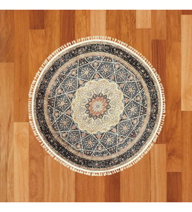 Madalyon İşlemeli 200 x 200 Yuvarlak Baskı Halı
