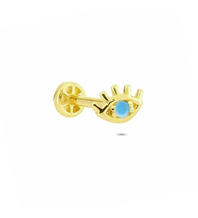 Glorria Altın Turkuaz Göz Tragus Piercing