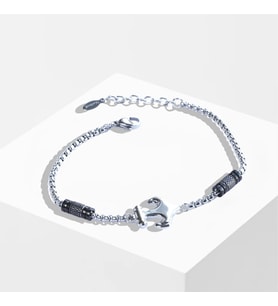 Deniz Çapalı Siyah Silver Çelik Erkek Bileklik