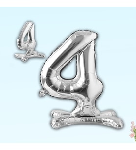 4 Rakam Ayaklı Folyo Balon, 65 cm - Gümüş (STD)