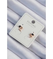 Xuping Rose Renk Siyah Zirkon Taşlı Kıvrımlı Küpe