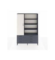 Arges Dolap 8 Raflı 6 Çekmeceli Tek Kapaklı  132x30x195 Antrasit-Aytaşı/Antrasit