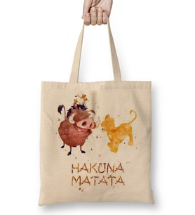 Hakuna Matata 02 Bez Çanta Uzun Saplı
