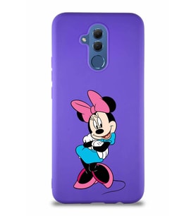 Huawei Mate 20 Lite Soft Premier Kapak Minnie Mouse-D Tasarımlı Silikon Kılıf - Mor (Şeffaf)