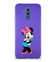 Huawei Mate 20 Lite Soft Premier Kapak Minnie Mouse-D Tasarımlı Silikon Kılıf - Mor (Şeffaf)