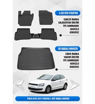 Volkswagen Polo 2010-2017 Uyumlu 4.5D Premium Havuzlu Oto Paspas ve Liner ÜST Bagaj Havuzu