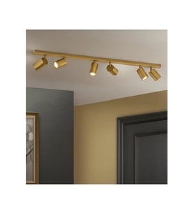 6’lı GU10 LED Tavan Spot Mat Altın Gold Eskitme Kaplama Hareketli OS RAM Tasarruflu LED Ampül Dahil