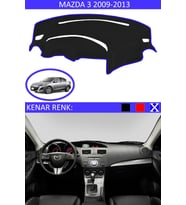 Mazda 3 2009-2013 İçin Uygun Torpido Koruma Halısı Siyah Kenar Renk Mavi