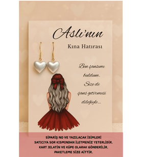 Kalpli Sallantı Küpe 40 Adet   Kırmızı Elbiseli - Nikah Hediyesi - Kına Hediyesi - Nişan Hediyesi