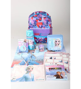 x Dekomus Lisanslı Elsa Frozen Full Kırtasiye Seti Anaokul Çantası,Beslenme Kabı,Matara,Beslenme Örtüsü