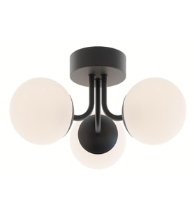 Rsylight Metal Modern Siyah Tavan Plofyoner 3 Lü Opal Camlı Avize