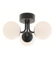 Rsylight Metal Modern Siyah Tavan Plofyoner 3 Lü Opal Camlı Avize