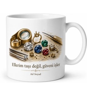 Kuyumcu Mıhlayıcı Taş Dizimi Büyüteçli Göz İnce İşçilik Kupa Hediye Bardak