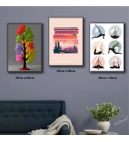 renkli çiçek doğa manzarası yoga tablosu 3 adet 35cmx50cm kumaş baskılı canvas tablo