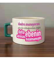 Kadın Susuyorsa Baskılı Kadınlar Günü Yeşil Kulplu C Fincan