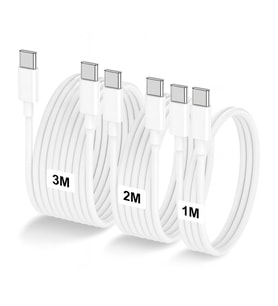 ScHitec 3 Paket 6A 100W Type-C to Type-C Hızlı Data ve Süper Şarj Kablosu 1 Metre / 2 Metre / 3 Metre Beyaz SX102030 - ScHitecSX1020303P