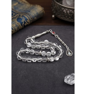 Termal Kuvars Taşlı 33'lük Tesbih Metal Püsküllü 8mm Küre Kesim 902828