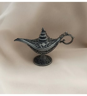 Alaaddin Sihirli Lamba Genie Lamp İbrik Biblo Dekorasyon Küçük Boy Gri
