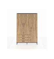 Arges Gardrop 6 Raflı 3 Çekmeceli Tek Askılı 132x30x195 Antrasit-Çam