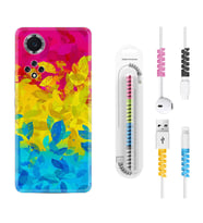 Huawei Nova Y70 Y90 Nova 9 SE  Kılıf Kablo Koruma Spiral Silikon Yapraklar 1634