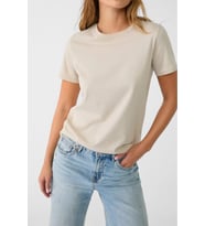 %100 Pamuk süper kalite kadın tişört düz renk bej bisiklet yaka organik pamuk penye t-shirt