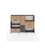 Arges Dolap 10 Raflı 4 Çekmeceli 8 Kapaklı 220x30x163 Antrasit-Çam/Antrasit