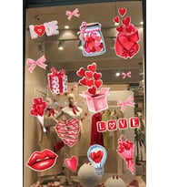 Hediye Kutusu & Kalpler Aşk Temalı Karışık Sticker Seti - Romantik Cam Kapı Duvar Vitrin Dekoru