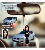 Kendi Aracınız ve Karikatürünüz ile Özel Kadın Tasarımlı Ahşap Ayna Süsü , Dikiz Aynası Süs