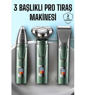 3 Başlıklı Profesyonel Saç Ve Sakal Bakım Seti Vücut, Burun Ve Kulak Tüy Alma