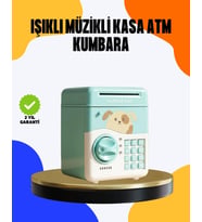 Çocuklar İçin Su Yeşili ATM Kasa Tasarımlı Şifreli Kumbara