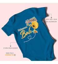 Halasının Balı Baskılı Bebek Zıbını – Çıtçıtlı Body 8 Renk  %100 Pamuk Kısa Kol (Koyu Mavi)