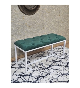Beyaz Boyalı - L - Ayaklı 100 cm x 38 cm Oturak - Bench - Makyaj Taburesi - Makyaj Oturak Yeşil Renk 100 x 40 Boyut/Ebat (Çok Renkli)