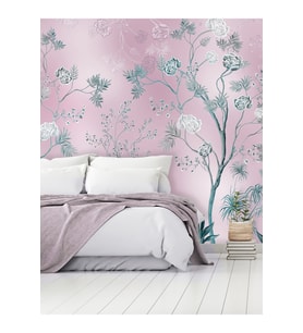 Dreamwall Çiçek Ve Yaprak Desenli Silinebilir Sağlıklı Tekstil Duvar Kağıdı (Çok Renkli)